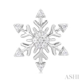 1/10 Ctw Petite Snowflake Round Cut Diamond Halo Fashion Stud Earring in 10K White Gold